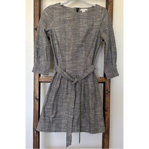 H&M Black/White Plaid Tie Waist Mini Dress Long Sleeve XS